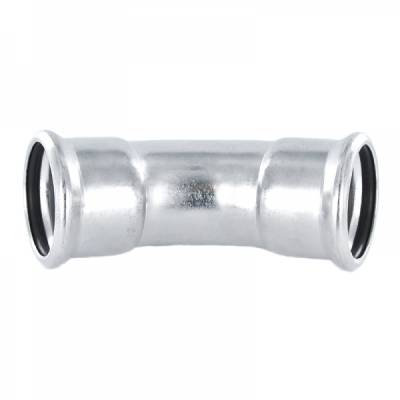 F05 Bogen 45° I/I aus Edelstahl - Pressfitting mit M-Kontur - 139,7 mm - 1