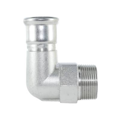 F08 Übergangswinkel AG 90° aus Edelstahl - Pressfitting mit M-Kontur - 18 x 3/4 