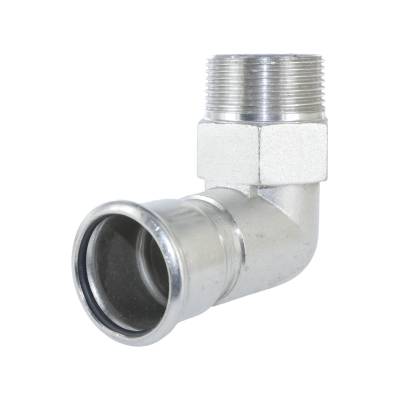 F08 Übergangswinkel AG 90° aus Edelstahl - Pressfitting mit M-Kontur - 22 x 3/4 