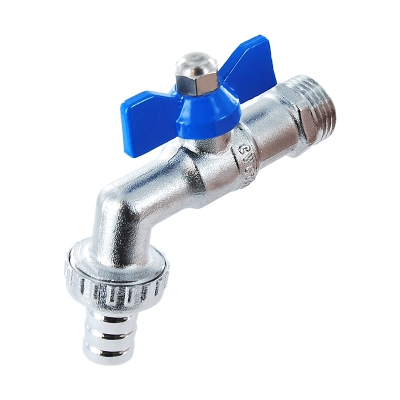 #8 Messing Auslaufhahn mit Flügelgriff - reduzierter Durchgang - PN 16 - Auslass mit Ø 15 mm Tülle - 1/2