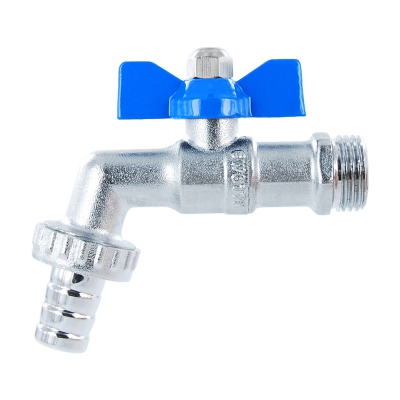 #8 Messing Auslaufhahn mit Flügelgriff - reduzierter Durchgang - PN 16 - Auslass mit Ø 15 mm Tülle - 1/2