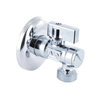 #14 Eckventil Messing verchromt mit Rosette und Filter - PN 10 - 1/2