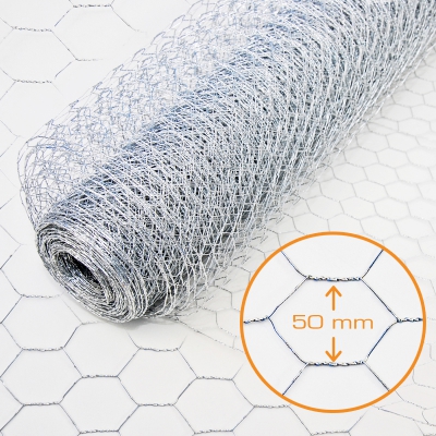 Indutec 6eck Geflecht - verzinkt - MW: 50mm - B: 1000mm - 25m Rolle - 0