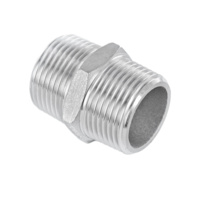 #340 V4A Doppelnippel mit Sechskant aus Edelstahl - 1 1/2