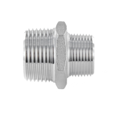 #341 V4A Reduzierdoppelnippel mit Sechskant aus Edelstahl -  AG x AG - 3/8