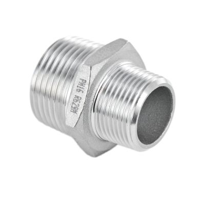 #341 V4A Reduzierdoppelnippel mit Sechskant aus Edelstahl -  AG x AG - 1 1/2