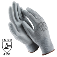 Nylon Handschuhe Arbeitshandschuhe mit PU Beschichtung EN388 - Art. 3701 Grau - Gr. 6 / XS - 36 Paar