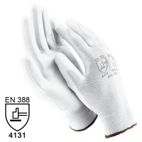 Nylon Handschuhe Arbeitshandschuhe mit PU Beschichtung EN388 - Art. 3700 Weiß - Gr. 11 / XXL - 6 Paar