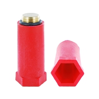 10x Baustopfen mit Messinggewinde - ROT -  1/2